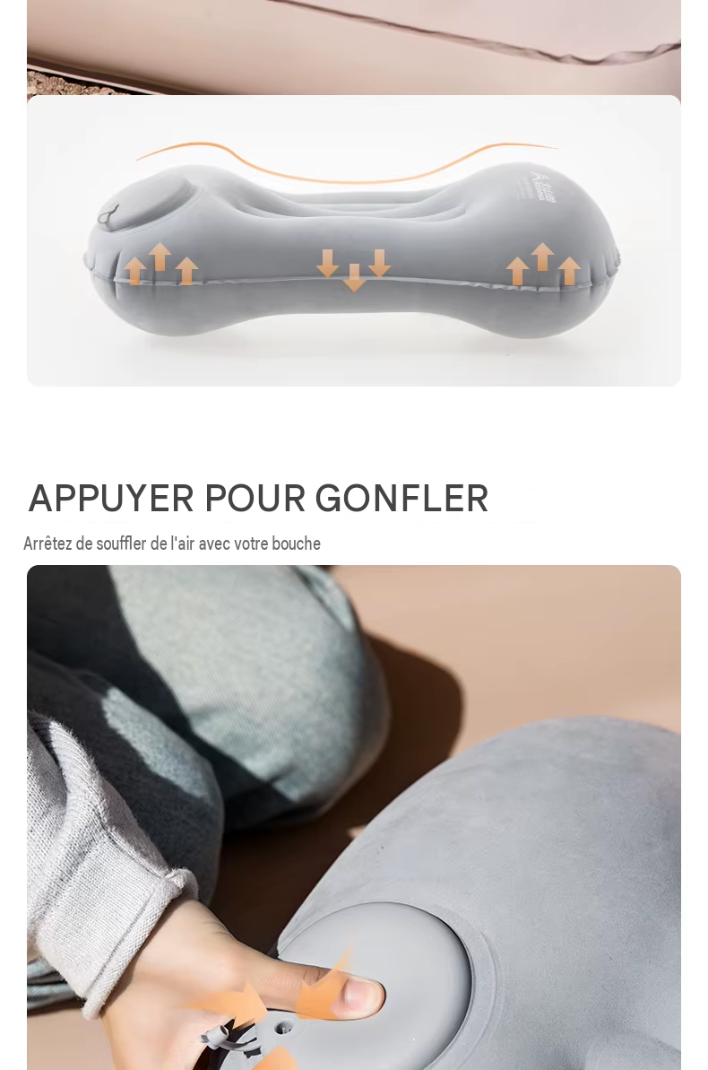 Oreiller Gonflable Portable Ultraléger de Camping, Voyage, Randonnée
