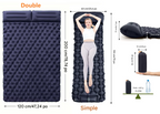 Matelas de camping autogonflant avec pompe à pied intégré en nylon TPU imperméable avec oreiller
