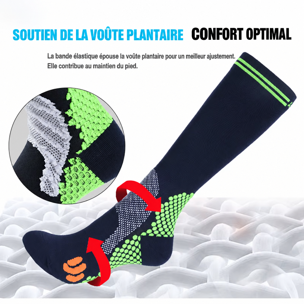 Visuel de la chaussette avec textes en français